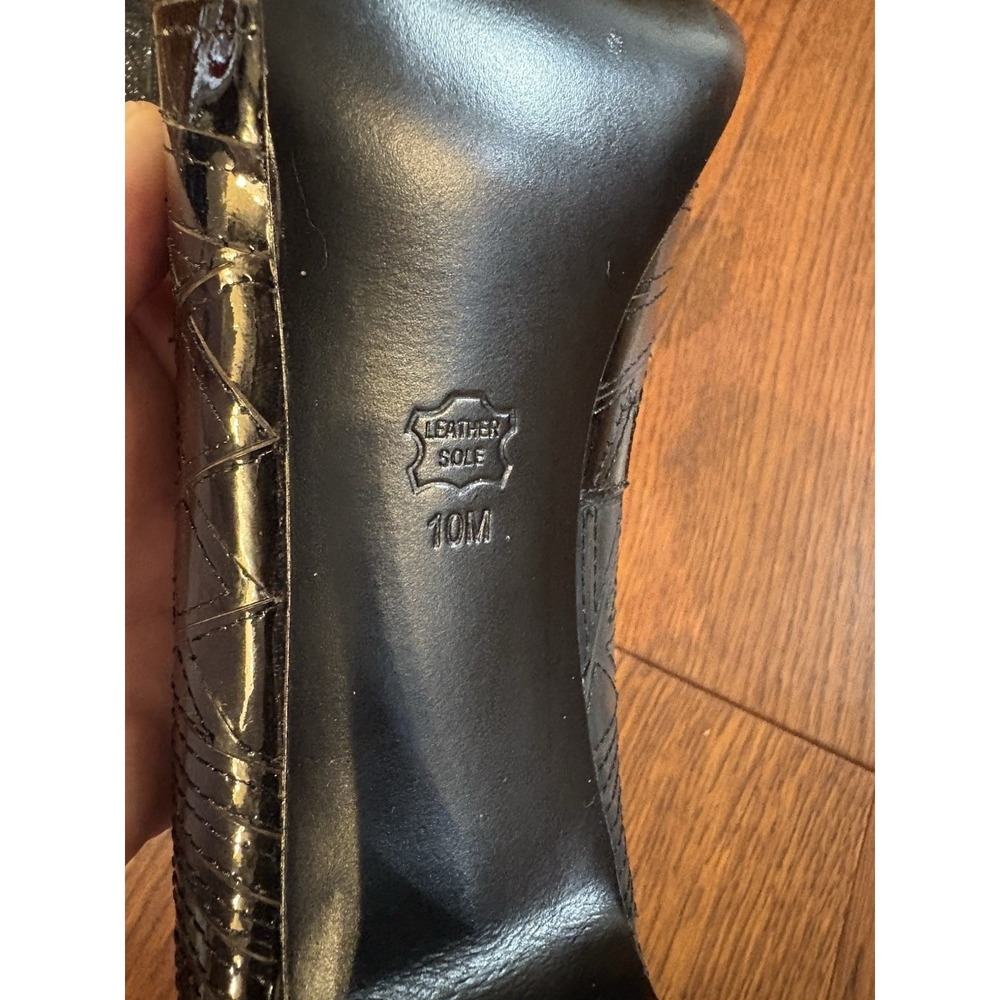 White House | Black Market Black Peep Toe Heels Size 10M with Leather Sole - Picture 9 of 10